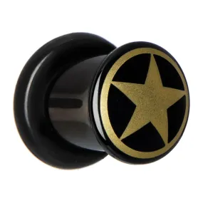 0 Gauge Anodized Titanium Gold Star Plug