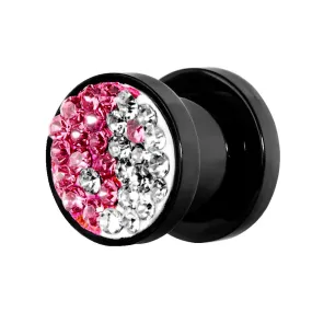 0 Gauge Pink Crystal Ferido Yin Yang Acrylic Screw Fit Tunnel