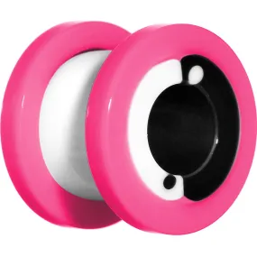 00 Gauge Pink Neon Acrylic Modern Yin Yang Screw Fit Tunnel Plug