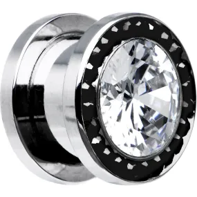 1/2 Stainless Steel Black Clear CZ Screw Fit Tunnel