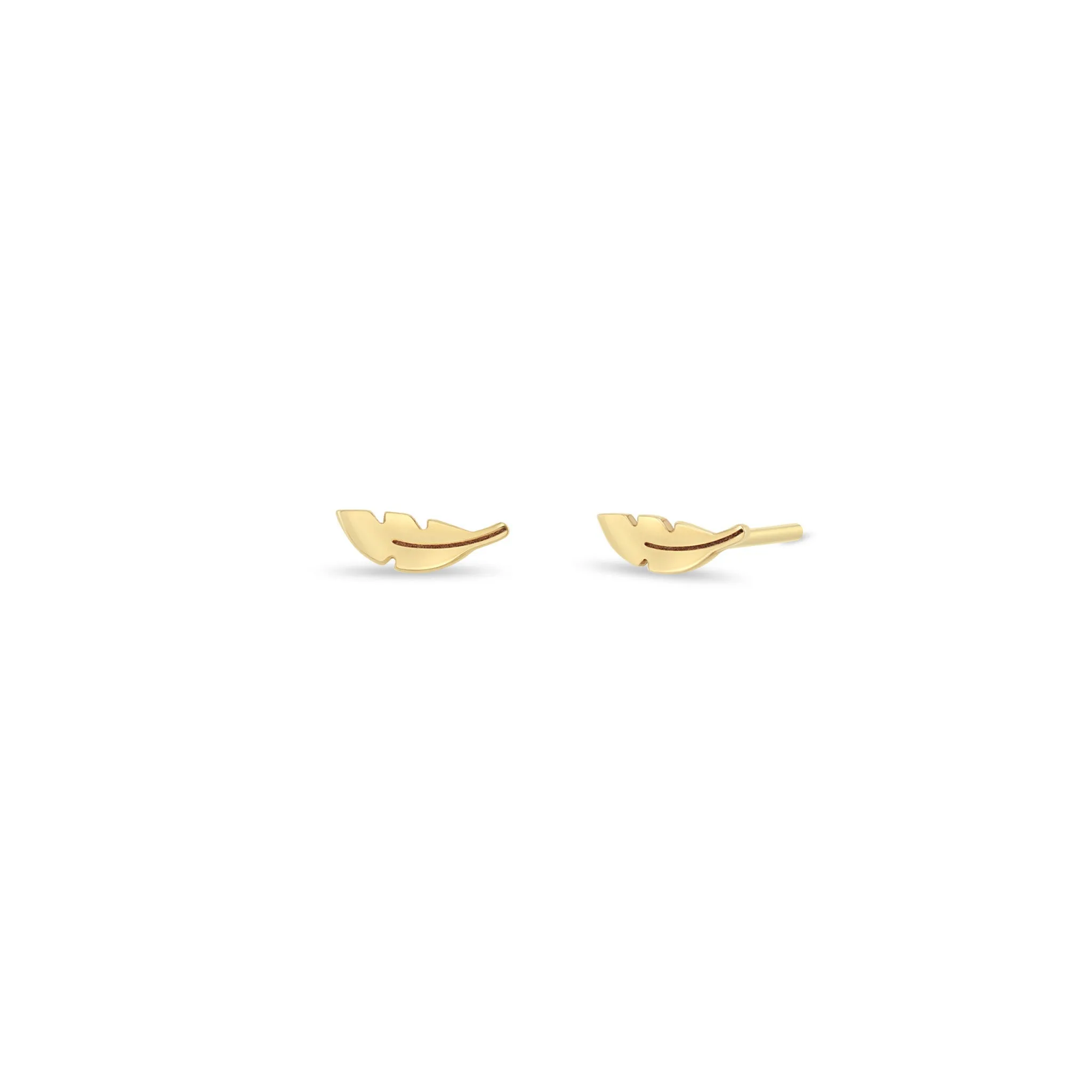 14k Itty Bitty Feather Stud