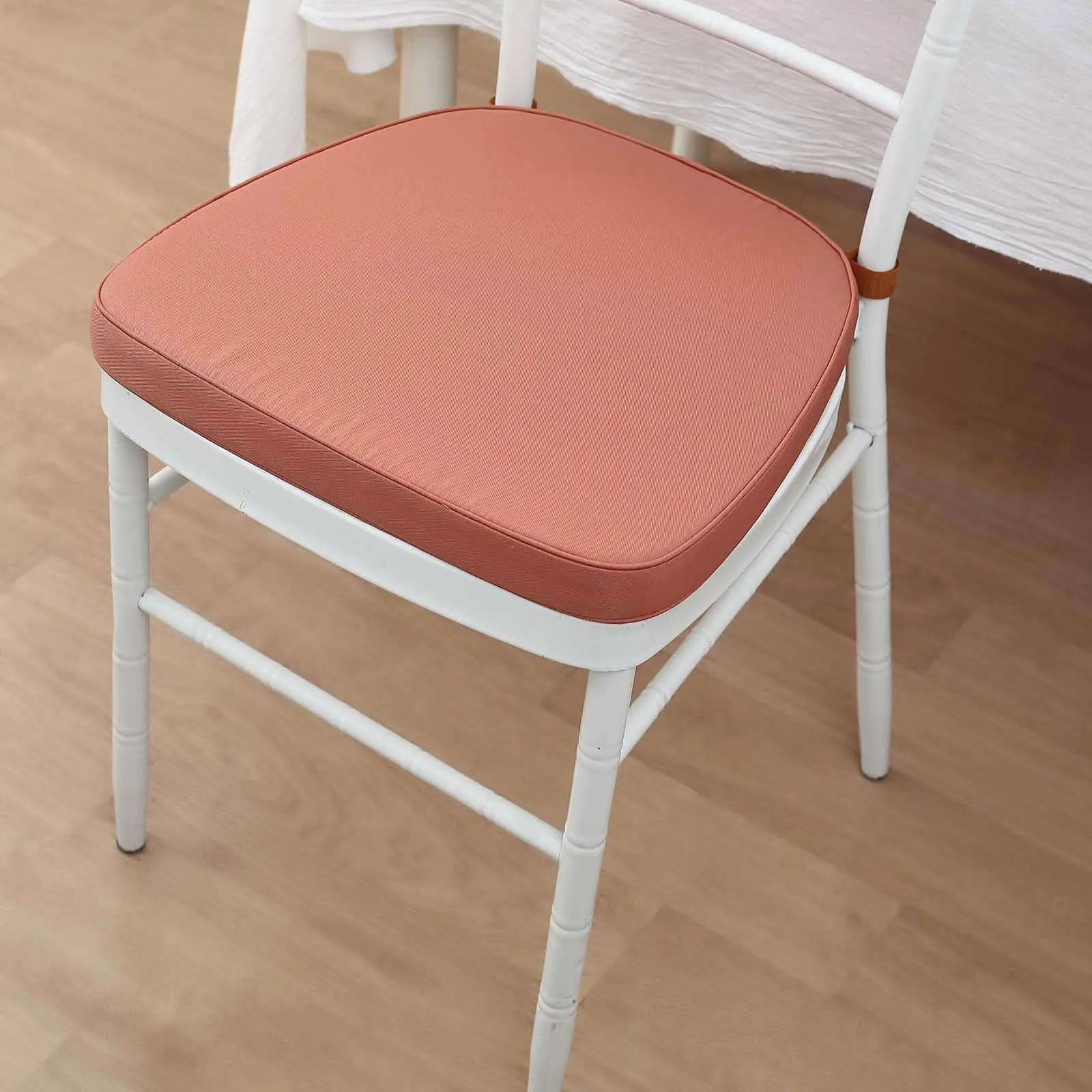 1.5" Thick Terracotta (Rust) Chiavari Chair Pad, Memory Foam Seat Cushion With Ties and Removable Cover