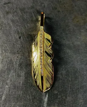 18K Gold Feather S / Diamond Inlay