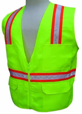 3A Safety - Multi-Pocket Surveyor's Safety Vest - Solid Front/Back Lime Color Size XX-large