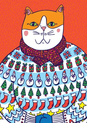 Able And Game Christmas Card - Cat Christmas Sweater