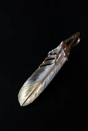 Albatory Silver Claw Tip Gold Feather Pendant L