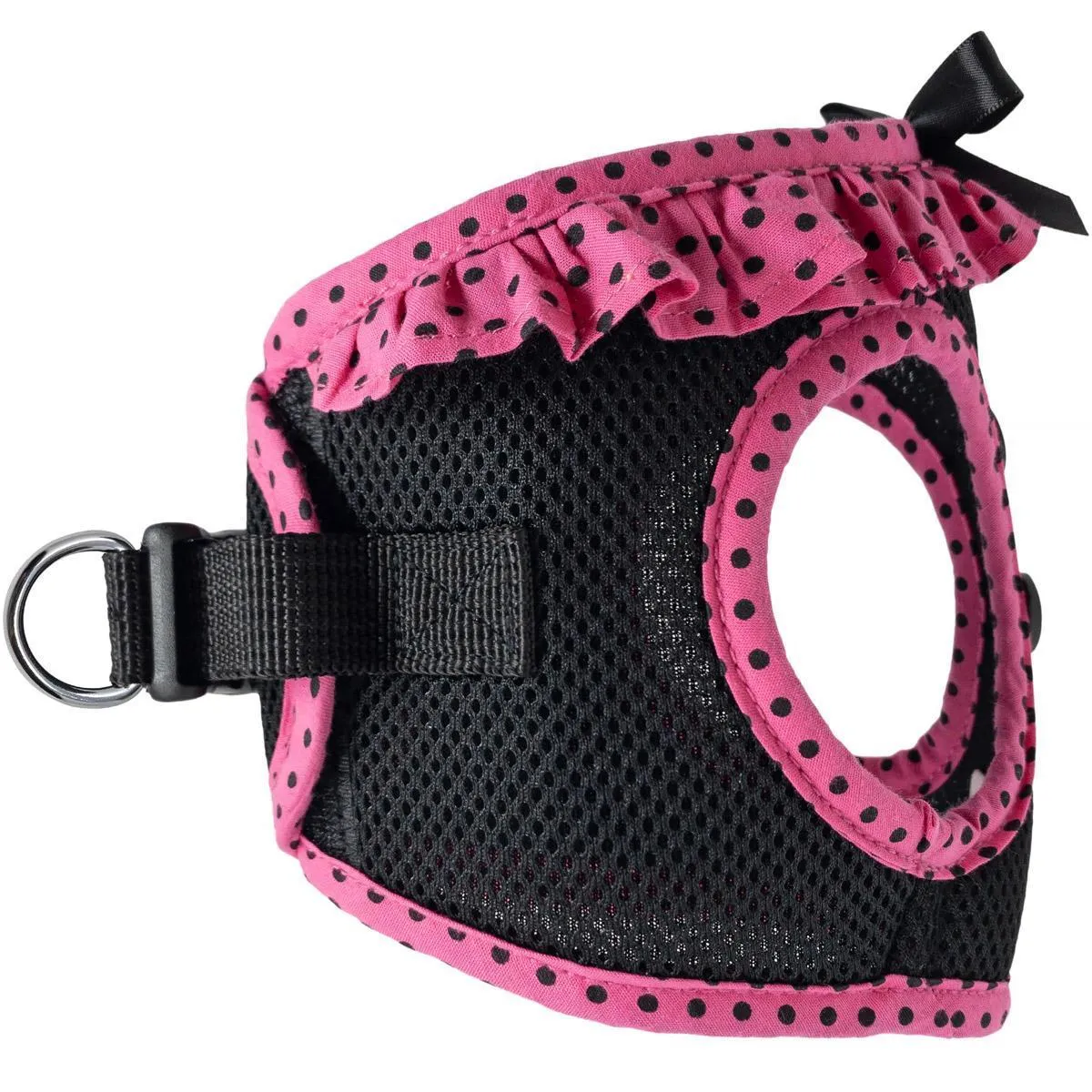 American River Dog Harness Hot Pink And Black Polka Dot Medium