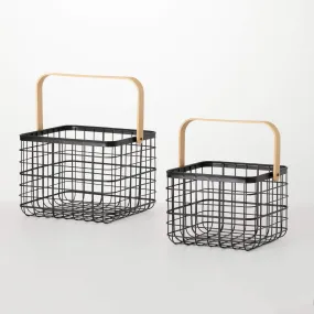 Black Metal Basket Set Of 2