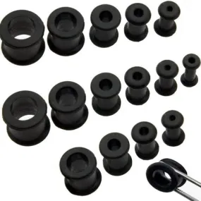 Black Silicone Flexible Flesh Tunnel 6G to 00G