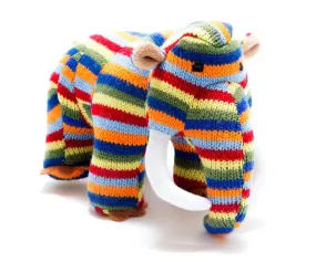 BY4183 Rainbow Woolly Mammoth Knitted Baby Rattle By Best Years