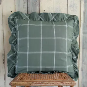 Check Cushion with Frill - Rosemary