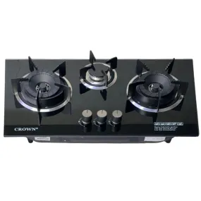 Crown Cr-21G Hob 3 Burner Tempered Glass