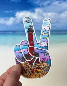 Currituck Lighthouse Peace Sign Sticker