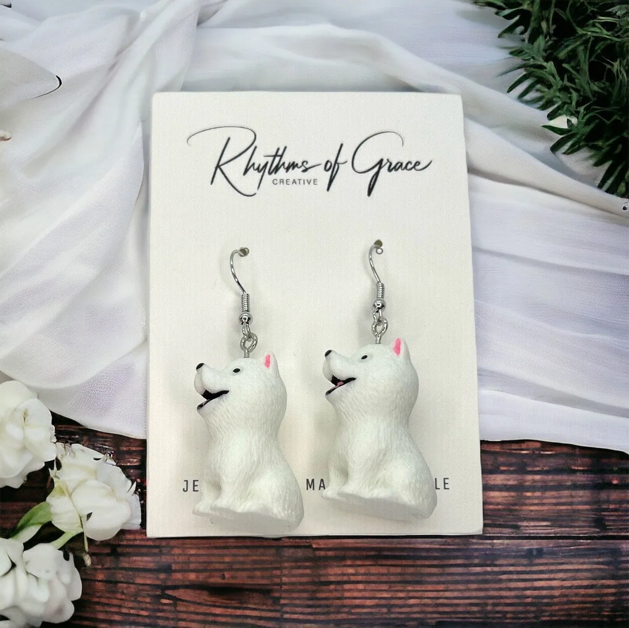 Dog Earrings - Dog Accessories, Dog Jewelry, Dog Mom, Handmade Earrings, Animal Earrings, Vet Gift, Animal Jewelry, Veterinarian, Vet Tech