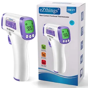 eZthings Heavy Duty LCD Display Non-Contact Infrared Forehead Thermometer for Medical Offices, Hospitals (White, Heavy Duty)