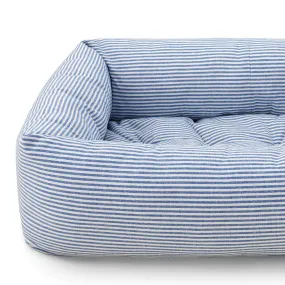 Lake Blue Stripe Bolster Dog Bed