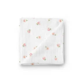 Little Kims - Muslin Swaddle Blanket for Girls, Floral - Rose Garden