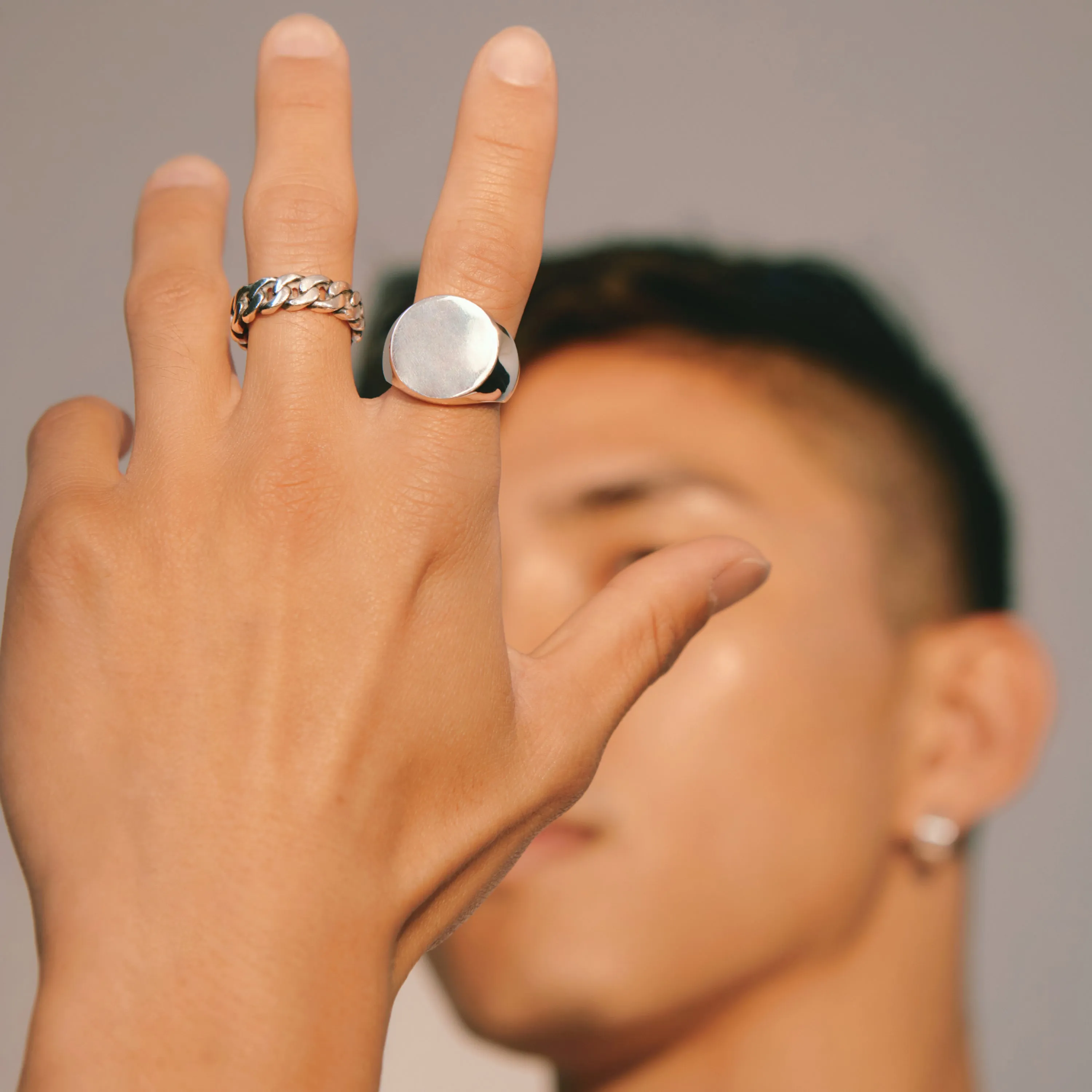 Mirror Signet Ring - Sterling Silver - Polished