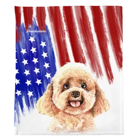 Patriotic Toy Poodle Blanket | American dog in Watercolors