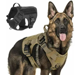 PETLAVISH™ Tactical Large Dog Harness w/ Handle: NO-PULL, Adjustable, Breathable Military Law Control Vest