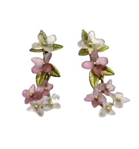 Pink Hydrangea Dangle Post Earrings