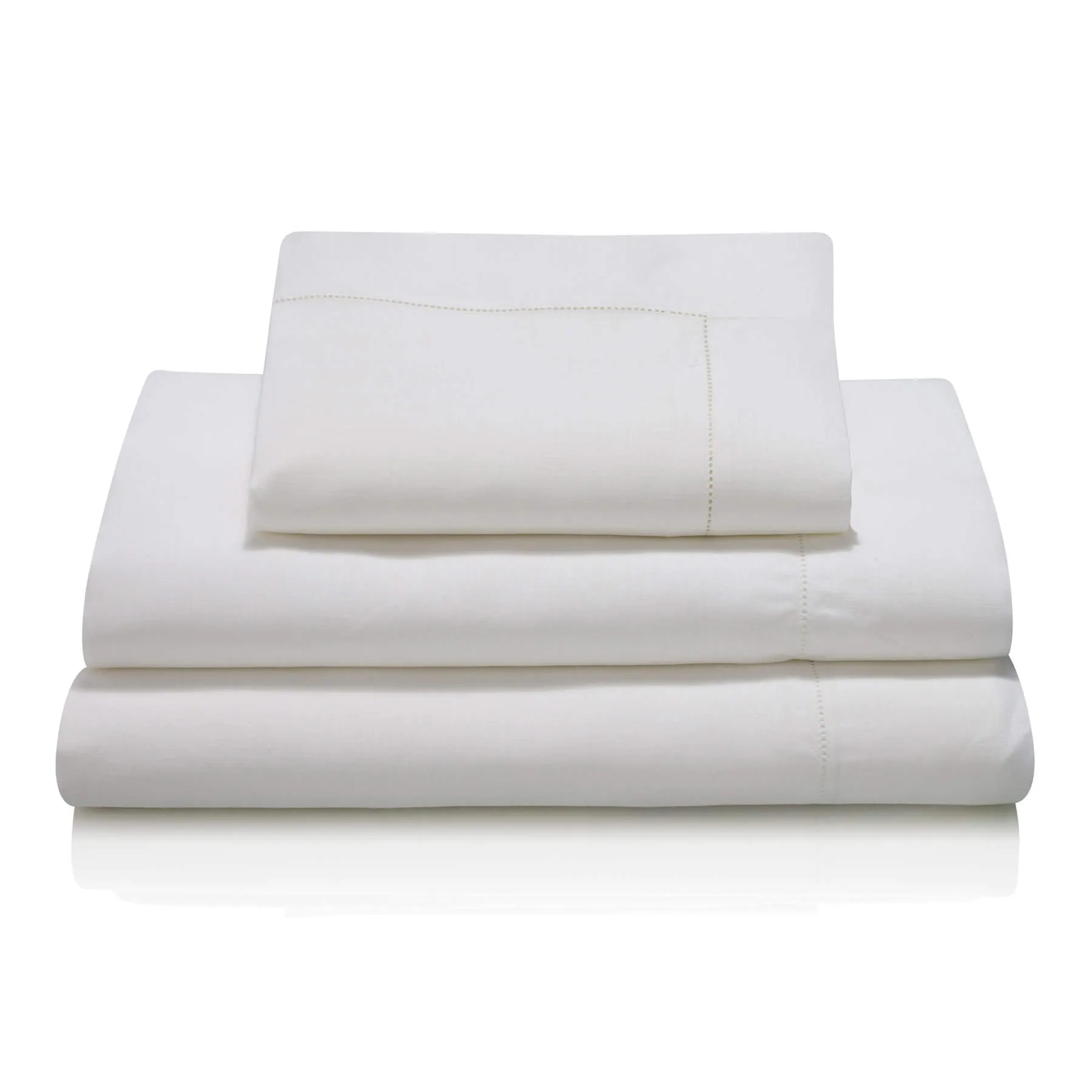 'Premier' Irish Linen Hem Stitch Single Flat Sheets & Pillowcases Bedding Set