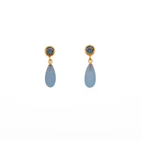 Stud Drop London Blue Topaz and Aquamarine Earrings 24K Fair Trade Gold Vermeil