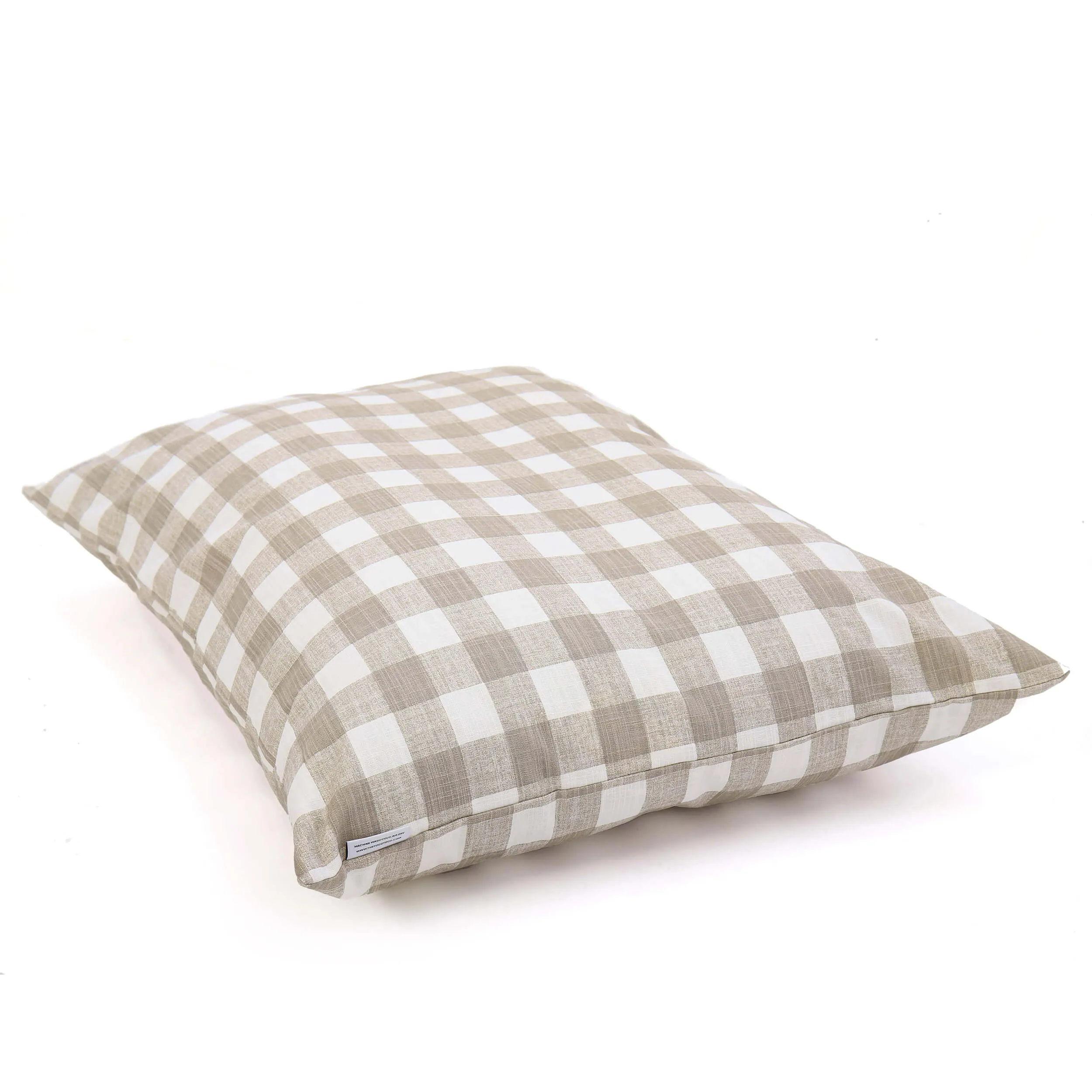 Warm Stone Gingham Check Dog Bed