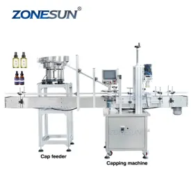 ZONESUN ZS-XG16V Automatic Essential Oil Dropper Bottle Cap Tightening Screw Lid Vial Capping Machines With Cap Feeder